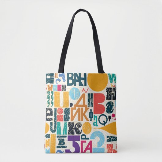 Handgetekende letters:  naadloos ontwerp. tote bag (Voorkant)