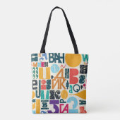 Handgetekende letters:  naadloos ontwerp. tote bag (Achterkant)