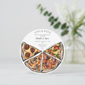 Handgetekende liefde en pizza Italiaans Verloving Kaart (Staand voorkant)