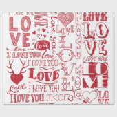 handgetekende liefdesdoodles  cadeaupapier (Vlak)