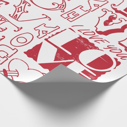 handgetekende liefdesdoodles  cadeaupapier (Hoek)