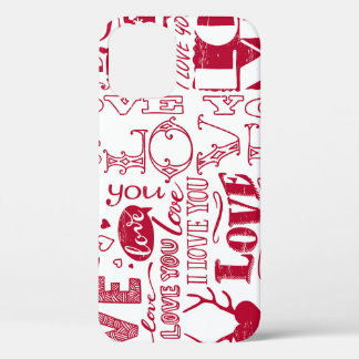 Handgetekende liefdesdoodles, charmant patroon. Case-Mate iPhone case