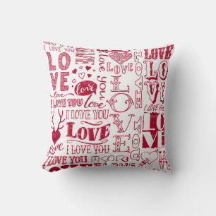 Handgetekende liefdesdoodles, charmant patroon. kussen