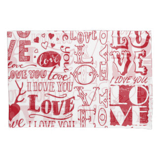 Handgetekende liefdesdoodles, charmant patroon. kussensloop