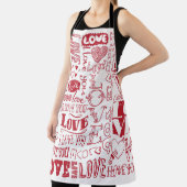 Handgetekende liefdesdoodles, charmant patroon. schort (Insitu)