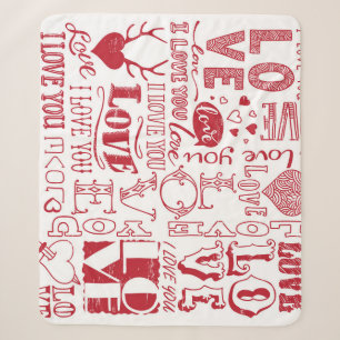 Handgetekende liefdesdoodles, charmant patroon. sherpa deken