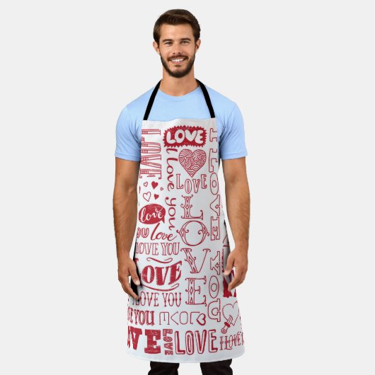 handgetekende liefdesdoodles  schort (Gedragen)