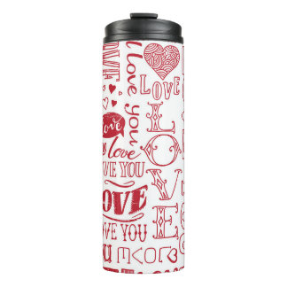 handgetekende liefdesdoodles thermosbeker