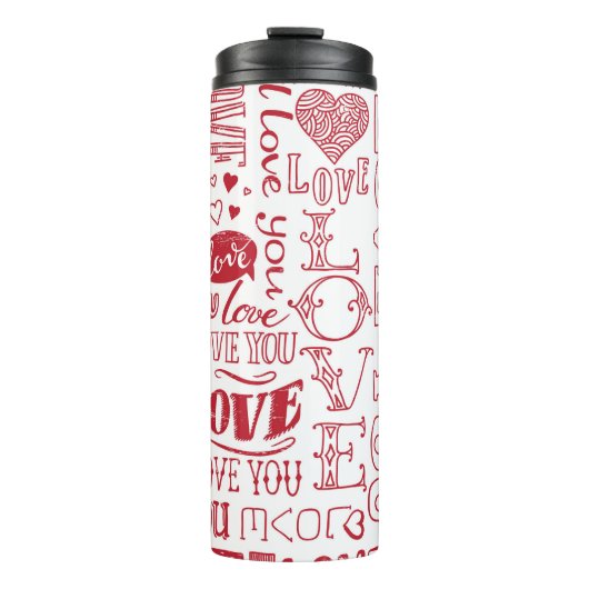 handgetekende liefdesdoodles thermosbeker (Voorkant)