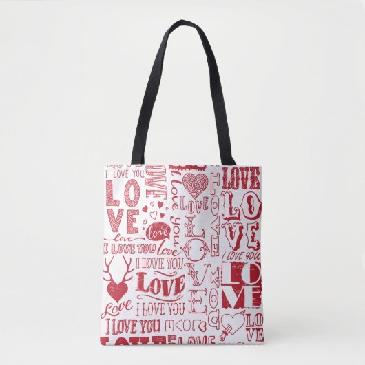 handgetekende liefdesdoodles tote bag (Voorkant)