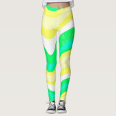Handgetekende lijnen kleurrijke gestripte golven leggings (Voorkant)