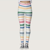Handgetekende lijnen kleurrijke streep leggings (Voorkant)