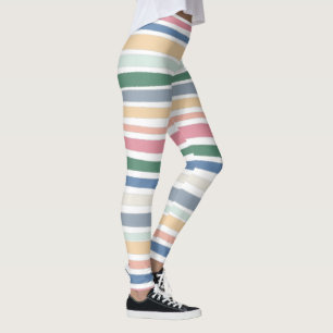 Handgetekende lijnen kleurrijke streep leggings