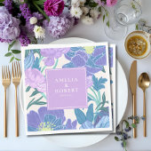 Handgetekende Lila en Paarse Pastel Floral Wedding Servet