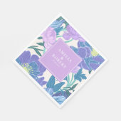Handgetekende Lila en Paarse Pastel Floral Wedding Servet (Hoek)