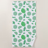 Handgetekende Limoen & Mint Botanische Strandlaken (Voorkant)