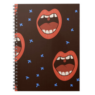 Handgetekende lippen: Schattige mondpatroon. Notitieboek