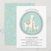 Handgetekende Llama Baby shower Uitnodiging (Voorkant / Achterkant)