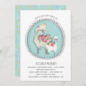 Handgetekende Llama Mamma Baby shower Uitnodiging (Voorkant / Achterkant)