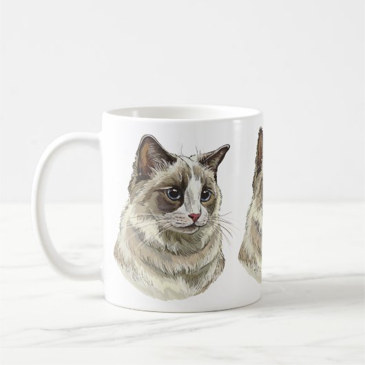 Handgetekende Luffy Ragdoll kat Koffiemok (Links)
