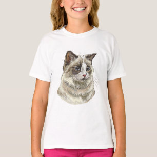 Handgetekende luffy Ragdoll kat T-shirt