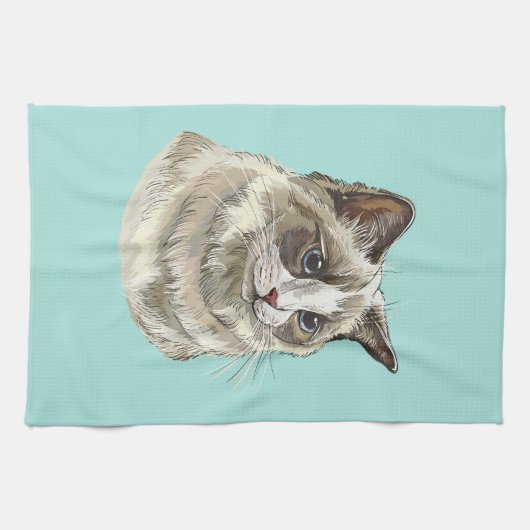 Handgetekende luffy Ragdoll kat Theedoek (Horizontaal)