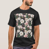 Handgetekende magnolia's: waterverf naadloos. t-shirt (Voorkant)