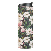 Handgetekende magnolia's: waterverf naadloos. thermosbeker (Gedraaid links)