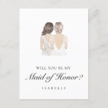 Handgetekende Maid of Honor Proposal Briefkaart