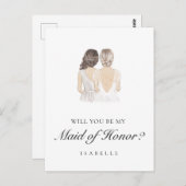 Handgetekende Maid of Honor Proposal Briefkaart (Voorkant / Achterkant)