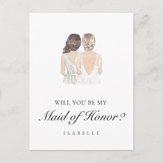 Handgetekende Maid of Honor Proposal Briefkaart (Voorkant)