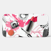 Handgetekende make-up, grafisch patroon. Case-Mate iPhone case (Achterkant (horizontaal))