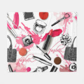 Handgetekende make-up,  grafisch patroon. fleece deken (Voorkant (Horizontaal))