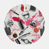 Handgetekende make-up,  grafisch patroon. glas ornament (Achterkant)