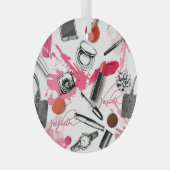 Handgetekende make-up,  grafisch patroon. glas ornament (Voorkant Rechts)