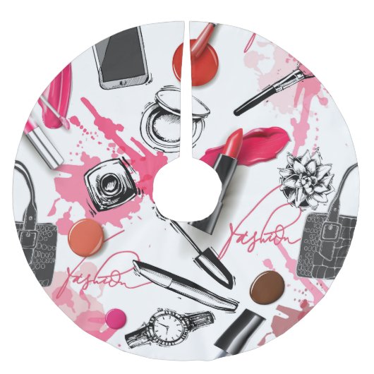 Handgetekende make-up,  grafisch patroon. kerstboom rok (Voorkant)