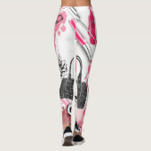 Handgetekende make-up,  grafisch patroon. leggings (Achterkant)