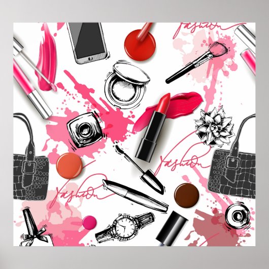 Handgetekende make-up, grafisch patroon. poster (Voorkant)