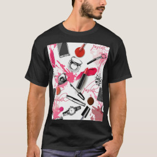 Handgetekende make-up, grafisch patroon. t-shirt