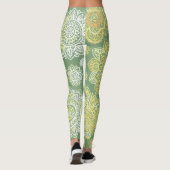 Handgetekende Mandala Boho Salie Groen Leggings (Achterkant)