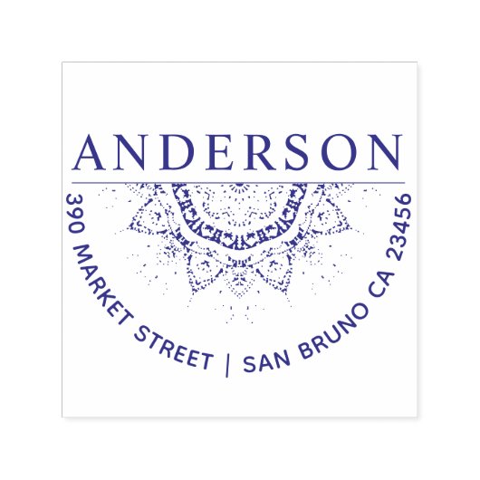 Handgetekende Mandala familienaam Rond retour adre Zelfinktende Stempel (Design)