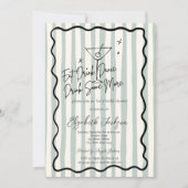 Handgetekende Martini Green Stripes Vrijgezellenfe Kaart (Voorkant)