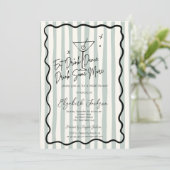 Handgetekende Martini Green Stripes Vrijgezellenfe Kaart (Staand voorkant)