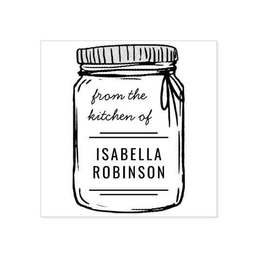 Handgetekende Mason Jar uit de keuken van de naam Rubberstempel (Afrduk)