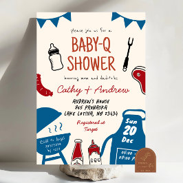 Handgetekende minimalistische BaByQ Boy Baby showe Kaart