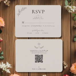 Handgetekende minimalistische christelijke bruilof RSVP kaartje
