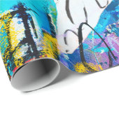 Handgetekende moderne multi-kleurenmedia kunst c cadeaupapier (Rol Hoek)