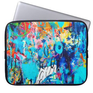 Handgetekende moderne multi-kleurenmedia kunst c laptop sleeve