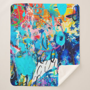 Handgetekende moderne multi-kleurenmedia kunst c sherpa deken