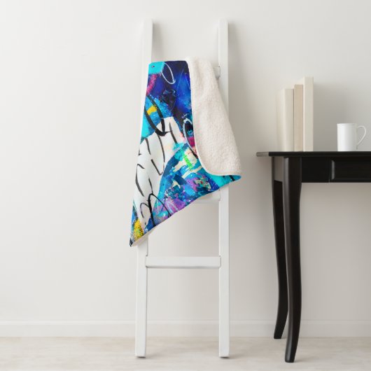 Handgetekende moderne multi-kleurenmedia kunst c sherpa deken (In situ)